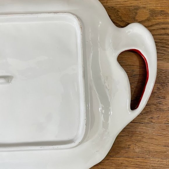 MWW Market Cindy Shamp Rooster Floral Colorful Stripe Ceramic Platter Serving - Picture 9 of 9